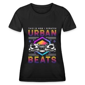 Schallplatte Disko Rave - Frauen Funktions-T-Shirt - Schwarz - Vorne - AI Model Female 172 light (172cm)