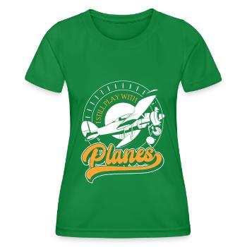 Aéromodélisme Hobby Pilote amateur Pilote d’essai - T-shirt sport Femme - vert - Devant - AI Model Female 172 dark (172cm)