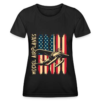 Modellbauer Modellfliegen Hobbypilot Flieger - Frauen Funktions-T-Shirt - Schwarz - Vorne - AI Model Female 172 light (172cm)