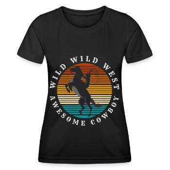 Wilder Westen Western Reitsport Revolver - Frauen Funktions-T-Shirt - Schwarz - Vorne - AI Model Female 172 light (172cm)