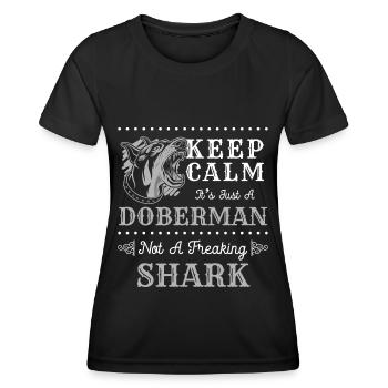 Dobermann Hunderasse Diensthund Hundetraining - Frauen Funktions-T-Shirt - Schwarz - Vorne - AI Model Female 172 light (172cm)