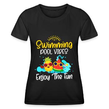 Pool Holidays Bathing - Women's Functional T-Shirt - black - Front - AI Model Female 172 light (172cm)