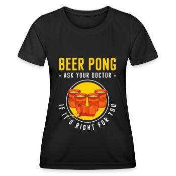Beer Pong Booze Game Rules Mug - Women's Functional T-Shirt - black - Front - AI Model Female 172 light (172cm)