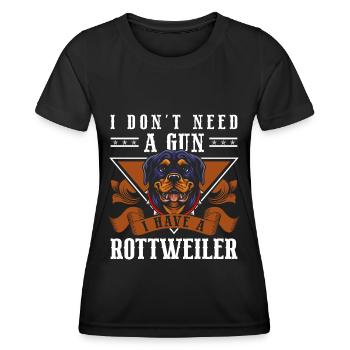 Rottweiler Hunderasse Wachhund Vierbeiner - Frauen Funktions-T-Shirt - Schwarz - Vorne - AI Model Female 172 light (172cm)