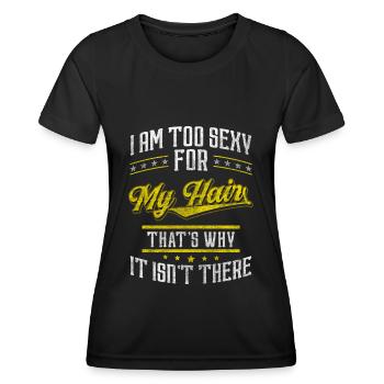 Tête chauve chauve - T-shirt sport Femme - noir - Devant - AI Model Female 172 light (172cm)