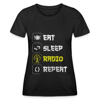 Fréquence des ondes radio du podcast - T-shirt sport Femme - noir - Devant - AI Model Female 172 light (172cm)