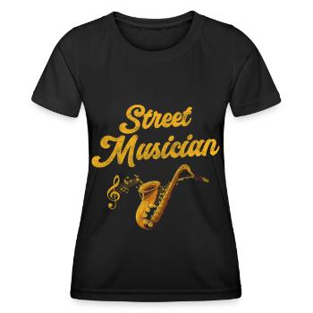 Musicien Ville Musicien Guitare - T-shirt sport Femme - noir - Devant - AI Model Female 172 light (172cm)