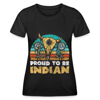 Ureinwohner Federschmuck Tot Symbole - Frauen Funktions-T-Shirt - Schwarz - Vorne - AI Model Female 172 light (172cm)