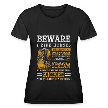 Calèche Calèche Cheval Old School Carriage - T-shirt sport Femme - noir - Devant - AI Model Female 172 light (172cm)