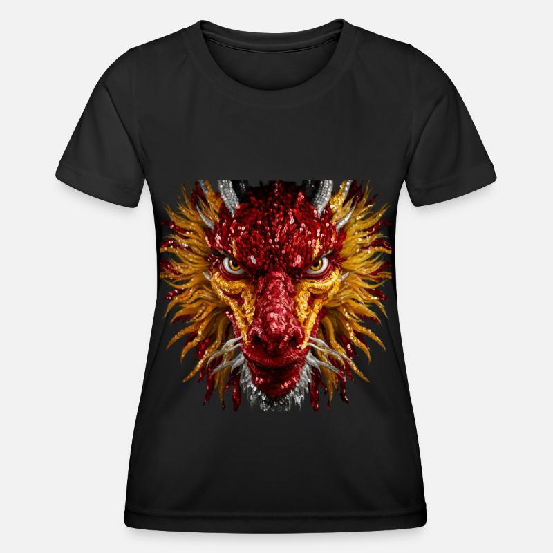Mesmerizing Sequin Dragon - Women's Functional T-Shirt - black