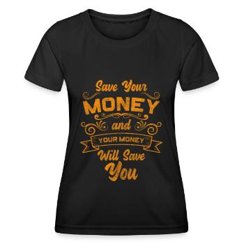 Argent Succès Euro Affaires - T-shirt sport Femme - noir - Devant - AI Model Female 172 light (172cm)