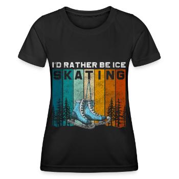 Schlittschuhe Hobby - Frauen Funktions-T-Shirt - Schwarz - Vorne - AI Model Female 172 light (172cm)