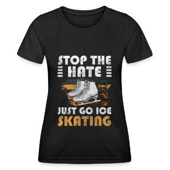 Schlittschuhe Eisbahn Sport Sportlich - Frauen Funktions-T-Shirt - Schwarz - Vorne - AI Model Female 172 light (172cm)