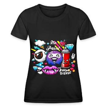 Pulvérisateur de graffitis Boombox - T-shirt sport Femme - noir - Devant - AI Model Female 172 light (172cm)