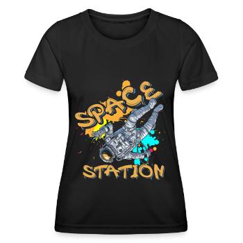 Streetart Spraydose Rapper Cool - Frauen Funktions-T-Shirt - Schwarz - Vorne - AI Model Female 172 light (172cm)