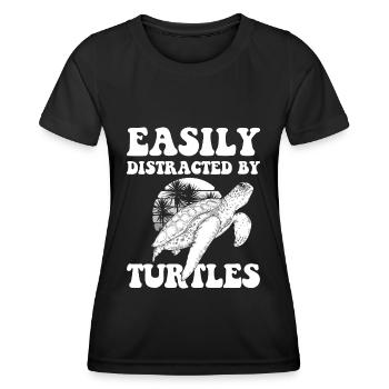 Tortue Animal - T-shirt sport Femme - noir - Devant - AI Model Female 172 light (172cm)