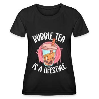 Boba Drink Anime Straw - Women's Functional T-Shirt - black - Front - AI Model Female 172 light (172cm)