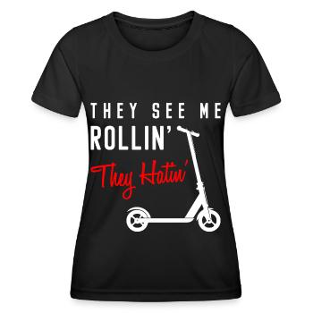 E-Scooter Sport Rider Motor - Women's Functional T-Shirt - black - Front - AI Model Female 172 light (172cm)