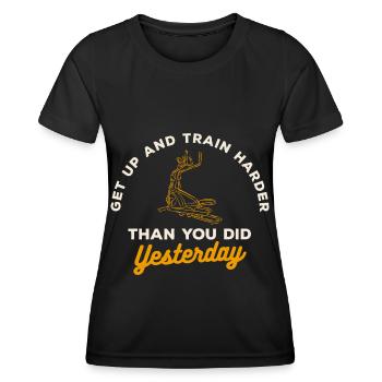 Crosstrainer Muskelaufbau Ausdauersport - Frauen Funktions-T-Shirt - Schwarz - Vorne - AI Model Female 172 light (172cm)
