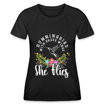 Vögel Fliegen Zauberei Leben - Frauen Funktions-T-Shirt - Schwarz - Vorne - AI Model Female 172 light (172cm)
