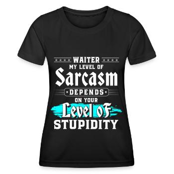 Serveur, Restaurant, Nourriture, Fête - T-shirt sport Femme - noir - Devant - AI Model Female 172 light (172cm)