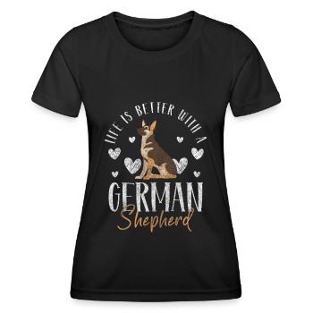 Deutscher Schäferhund Pfote Diensthund - Frauen Funktions-T-Shirt - Schwarz - Vorne - AI Model Female 172 light (172cm)