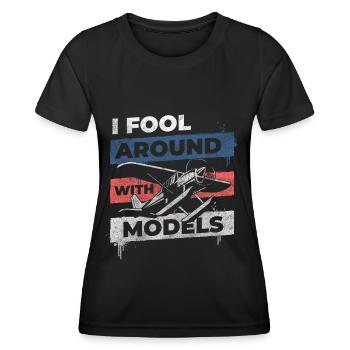 Flugzeug Fernsteuerung Pilot Testpilot - Frauen Funktions-T-Shirt - Schwarz - Vorne - AI Model Female 172 light (172cm)