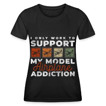 Maquette d’avion Hobby Flyer - T-shirt sport Femme - noir - Devant - AI Model Female 172 light (172cm)