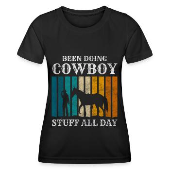 Cowboy Mut Banditen Kostüm - Frauen Funktions-T-Shirt - Schwarz - Vorne - AI Model Female 172 light (172cm)