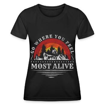 Kletterer Gipfel Ausblick Kletterwand - Frauen Funktions-T-Shirt - Schwarz - Vorne - AI Model Female 172 light (172cm)