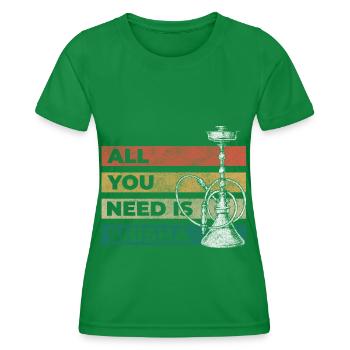 Hookah Steam Smoking Butt - Women's Functional T-Shirt - kelly green - Front - AI Model Female 172 dark (172cm)