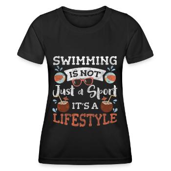 Schwimmen Schwimmbecken Ausdauer Schwimmlehrer - Frauen Funktions-T-Shirt - Schwarz - Vorne - AI Model Female 172 light (172cm)