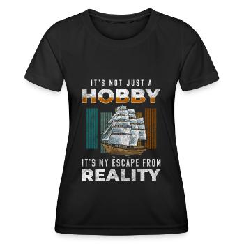 Maquette de bateau télécommandé RC Yacht - T-shirt sport Femme - noir - Devant - AI Model Female 172 light (172cm)