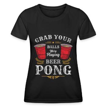 Pong Trinkspiel Gewinner Schnaps - Frauen Funktions-T-Shirt - Schwarz - Vorne - AI Model Female 172 light (172cm)