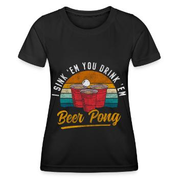 Pong Mug Celebration Team - Women's Functional T-Shirt - black - Front - AI Model Female 172 light (172cm)