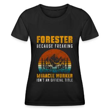 Förster Forst Wälder Baum - Frauen Funktions-T-Shirt - Schwarz - Vorne - AI Model Female 172 light (172cm)