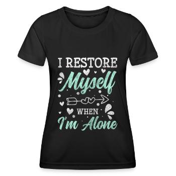 Introvertiert Geek Humor Alleinstehend - Frauen Funktions-T-Shirt - Schwarz - Vorne - AI Model Female 172 light (172cm)