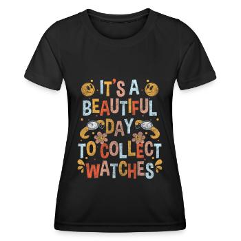 Montre-bracelet Bijoux de collection - T-shirt sport Femme - noir - Devant - AI Model Female 172 light (172cm)