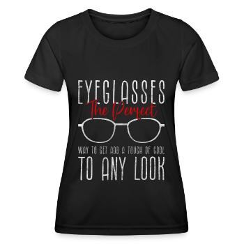 Porteur de lunettes de soleil hypermétrope visage - T-shirt sport Femme - noir - Devant - AI Model Female 172 light (172cm)
