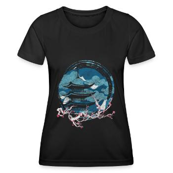 Asien Fabelwesen Asiatisch Nerd - Frauen Funktions-T-Shirt - Schwarz - Vorne - AI Model Female 172 light (172cm)