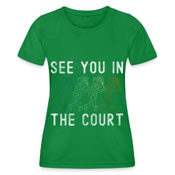 Balle de tennis Jeu Net Court - T-shirt sport Femme - vert - Devant - AI Model Female 172 dark (172cm)