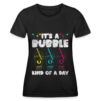Boba Getränk Sirup To-Go Getränk - Frauen Funktions-T-Shirt - Schwarz - Vorne - AI Model Female 172 light (172cm)