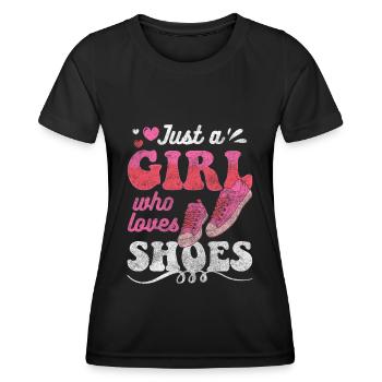 Schuh Sammler Kaufsucht - Frauen Funktions-T-Shirt - Schwarz - Vorne - AI Model Female 172 light (172cm)