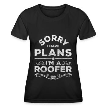 roofer construction site houses gutter - Women's Functional T-Shirt - black - Front - AI Model Female 172 light (172cm)