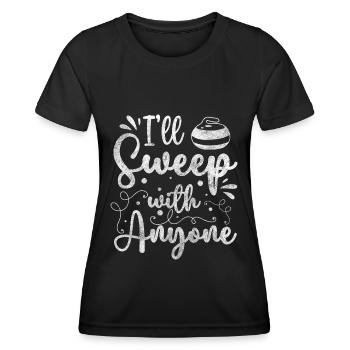 Essuie-glace pour bâton de sport d'hiver de l'équipe de curling - T-shirt sport Femme - noir - Devant - AI Model Female 172 light (172cm)