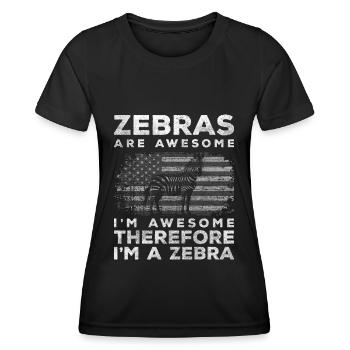 Zèbres animaux steppe Kenya - T-shirt sport Femme - noir - Devant - AI Model Female 172 light (172cm)