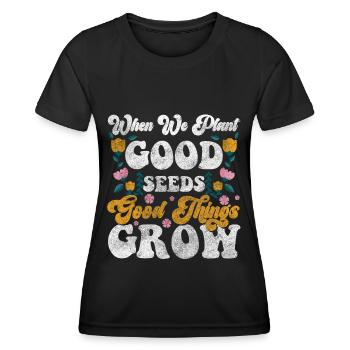 flowers scent romance blossom - Women's Functional T-Shirt - black - Front - AI Model Female 172 light (172cm)