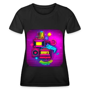 80s Party Vintage Theme Party - Women's Functional T-Shirt - black - Front - AI Model Female 172 light (172cm)