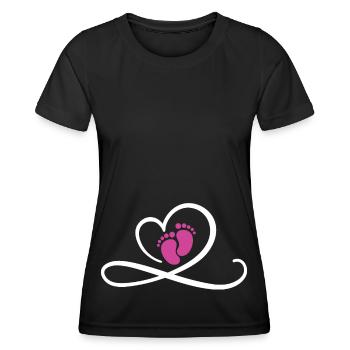 Grossesse Bébé Fille - T-shirt sport Femme - noir - Devant - AI Model Female 172 light (172cm)