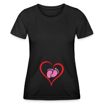 Grossesse Bébé Fille - T-shirt sport Femme - noir - Devant - AI Model Female 172 light (172cm)